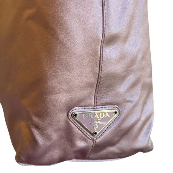 AUTH PRADA SILK LUCITE CLEAR PLASTIC HANDLE HOBO BAG 90s Y2K 💜 LAVENDER PURPLE - Picture 5 of 16